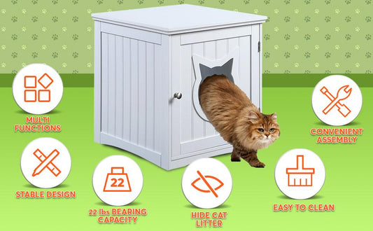 Cat House Side Table,Litter Box Enclosure