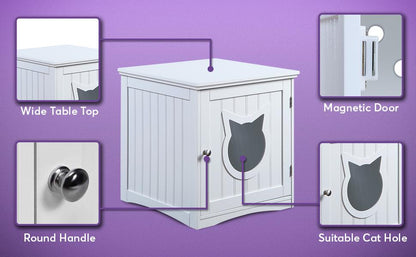 Cat House Side Table,Litter Box Enclosure